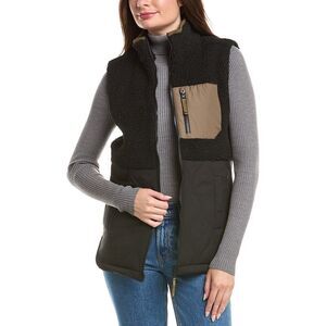 Horizon Womens  Mixed Media Sherpa Vest, Black